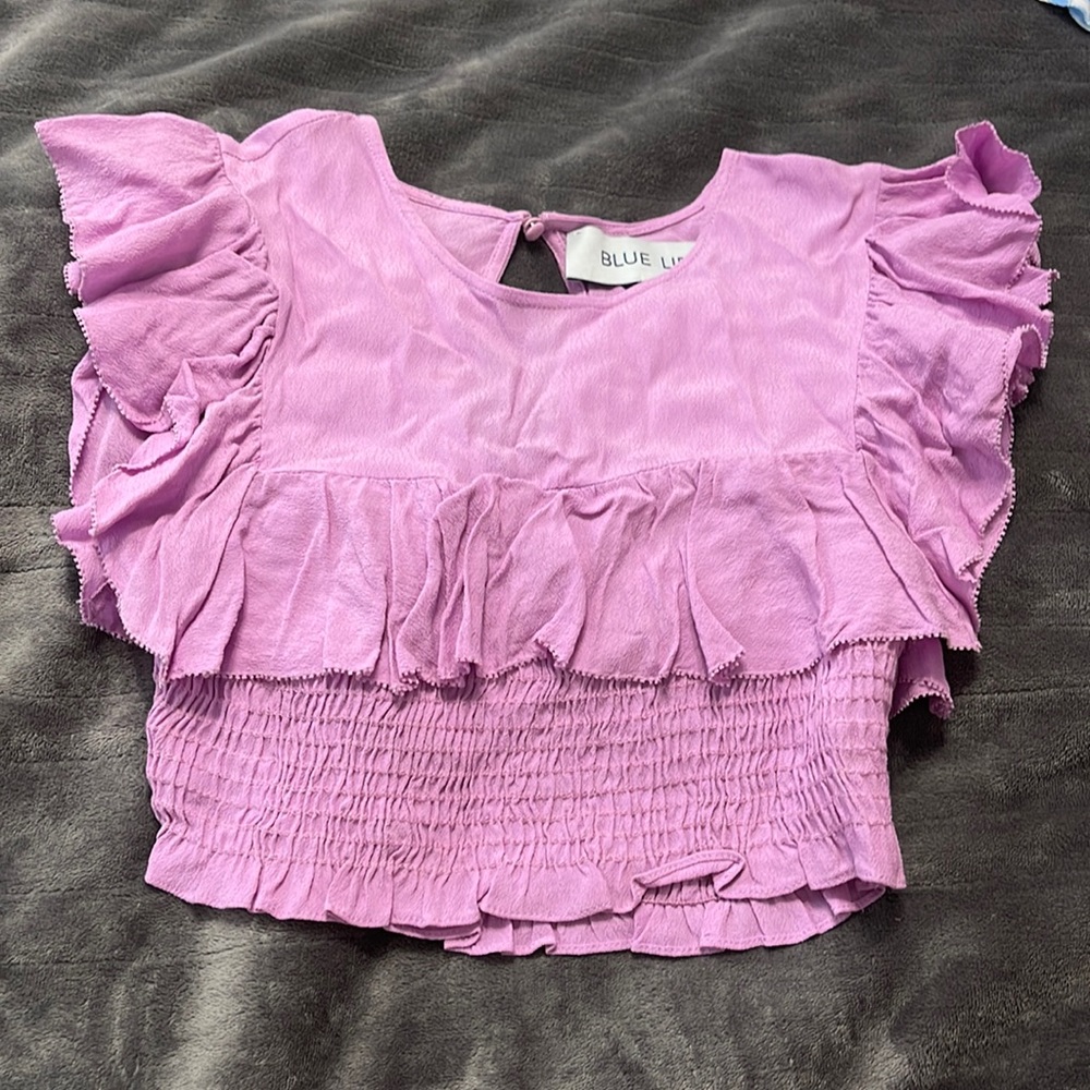 Blue life pink cropped top